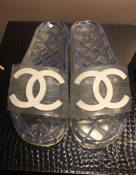 chanel clear slides|rubber chanel slides women.